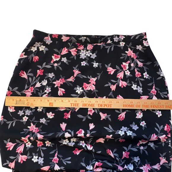 Brannan Studio Y2K Long Black Floral Skirt Large Vintage USA Slit Zip Maxi Dark - Picture 8 of 8